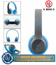 2022 HW P47 Wireless Headphones Bluetooth Accessories Headset Foldable Stereo Gaming Blue one size