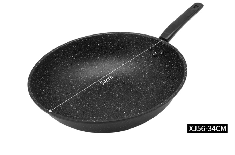 HW Quality Medical Stone Wok Physical Non Stick Pan 30/32/34CM Saute Deep Frying Cooking Pots