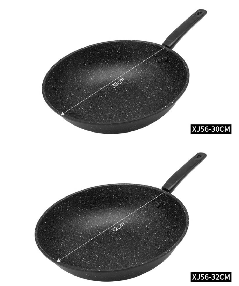 HW Quality Medical Stone Wok Physical Non Stick Pan 30/32/34CM Saute Deep Frying Cooking Pots