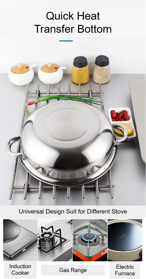 HW Thicken Stainless Steel 28CM Steamer Double layer 8.4 inch; Soup Boiler Lid Pot Set Cookware Pan Wok