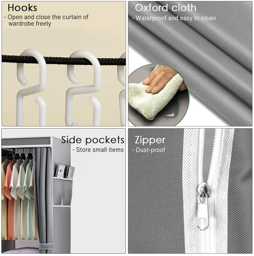 HW Closet Organizer Wardrobe Clothes Storage Shelves, Non-Woven Fabric Cover 41.3 x17.7 x66.9 inches