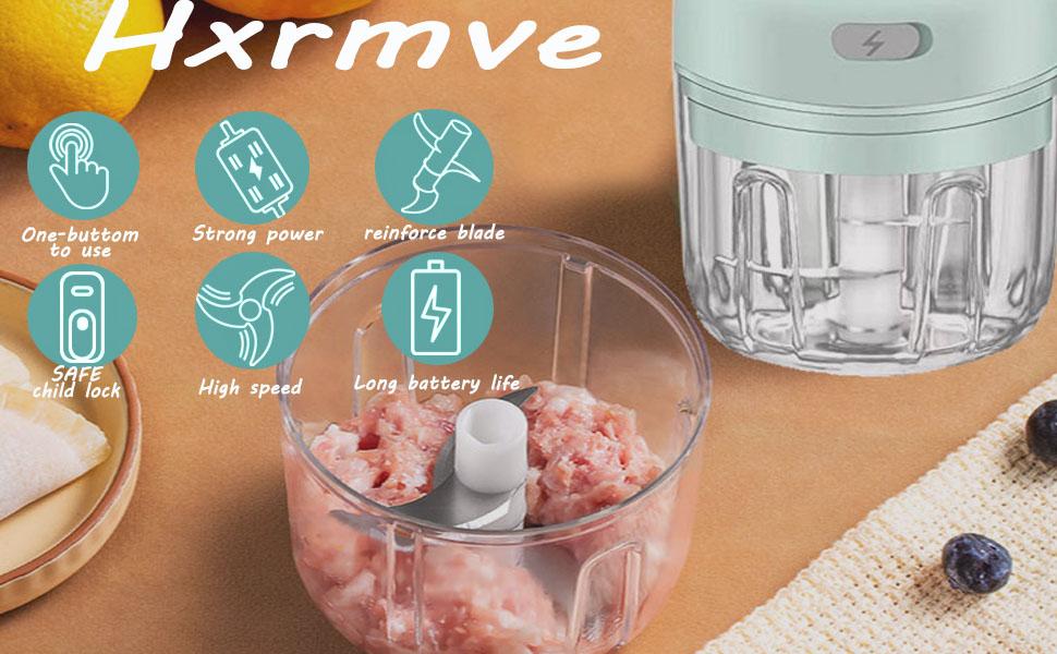 HW  Wireless Electric Mini Garlic Chopper Machine(250ML), USB Kitchen Food Processor with 3 Blades