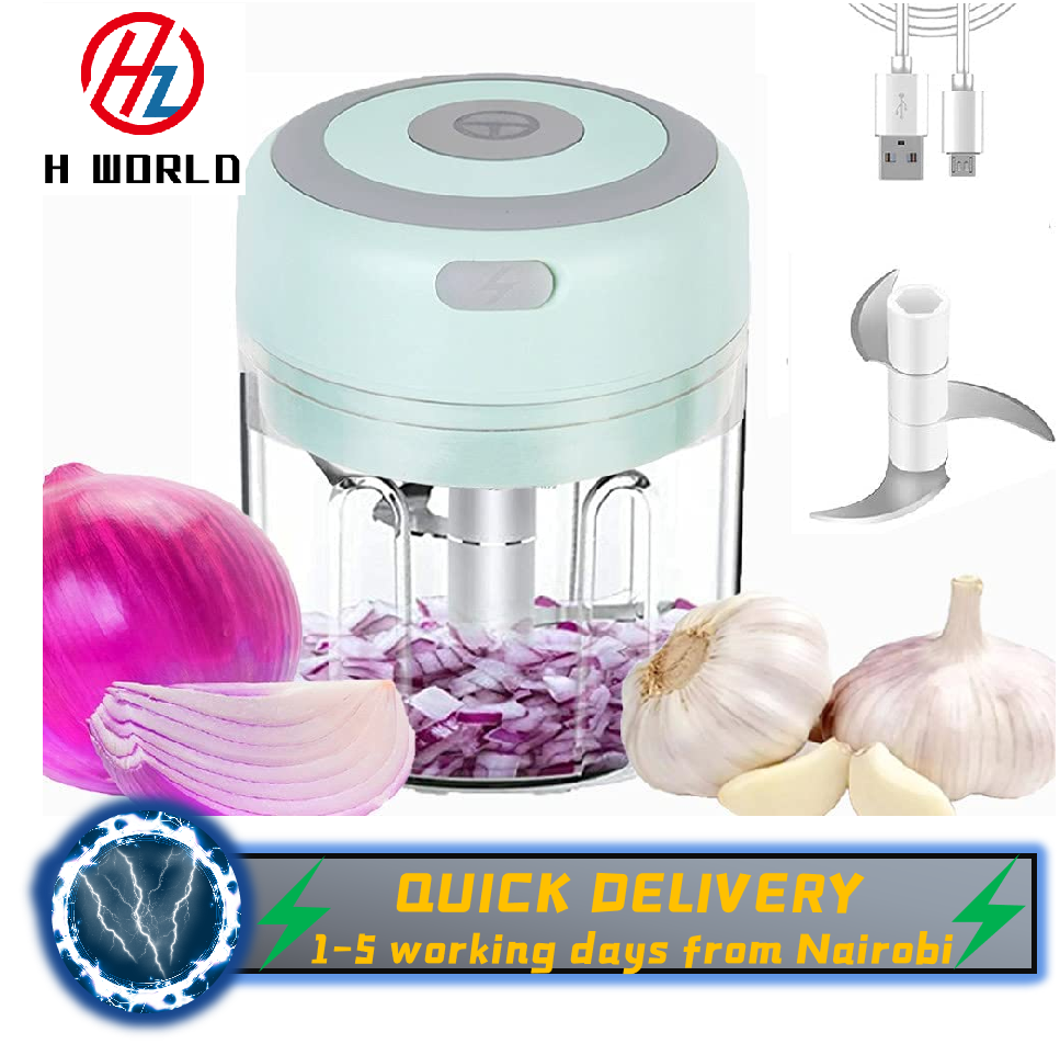 HW  Wireless Electric Mini Garlic Chopper Machine(250ML), USB Kitchen Food Processor with 3 Blades