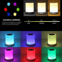 HW Night Light Bluetooth Speaker, Portable Wireless , Touch Control Bedside Table Light, Outdoor Speakers,  Best Gift Touch Control White