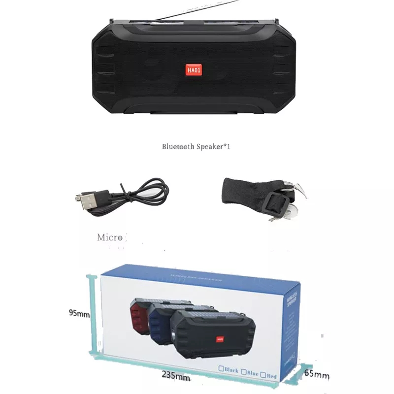 HW Solar Powered Portable Bluetooth Speaker Surrounded Stereo FM Radio LED Lighting Micophone Outdoor Wireless