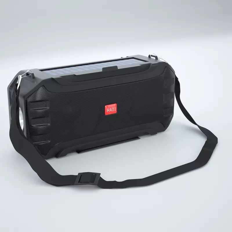 HW Solar Powered Portable Bluetooth Speaker Surrounded Stereo FM Radio LED Lighting Micophone Outdoor Wireless