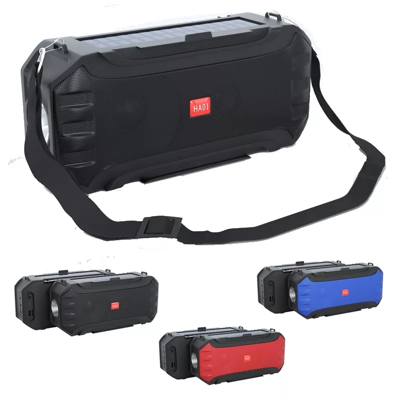 HW Solar Powered Portable Bluetooth Speaker Surrounded Stereo FM Radio LED Lighting Micophone Outdoor Wireless