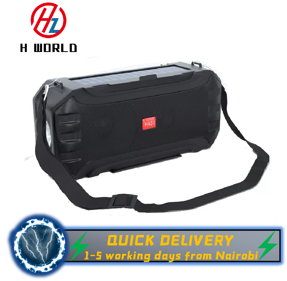 HW Solar Powered Portable Bluetooth Speaker Surrounded Stereo FM Radio LED Lighting Micophone Outdoor Wireless
