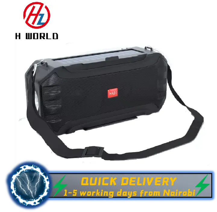 HW Solar Powered Portable Bluetooth Speaker Surrounded Stereo FM Radio LED Lighting Micophone Outdoor Wireless