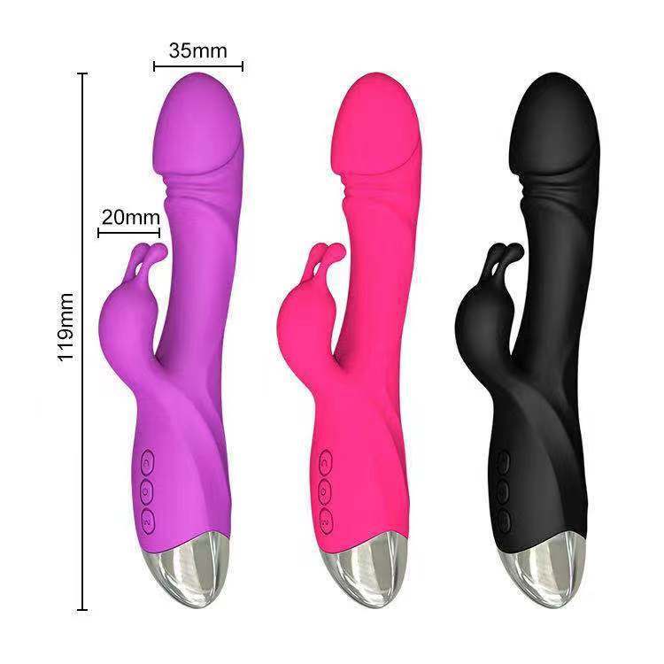 HW Silicone rabbit double shock 7 Thrusting & 10 Vibration Patter G-spot vibration orgasm massage stick female fun masturbation appliances adult sex products
