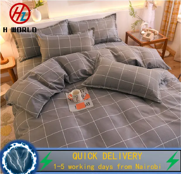 HW 4*6/5*6/6*6 Scandinavia Bedding 4 pieces set 100% Washed Cotton Duvet Cover Set Luxury Soft Bedding Set with Zipper Closure (No duvet)