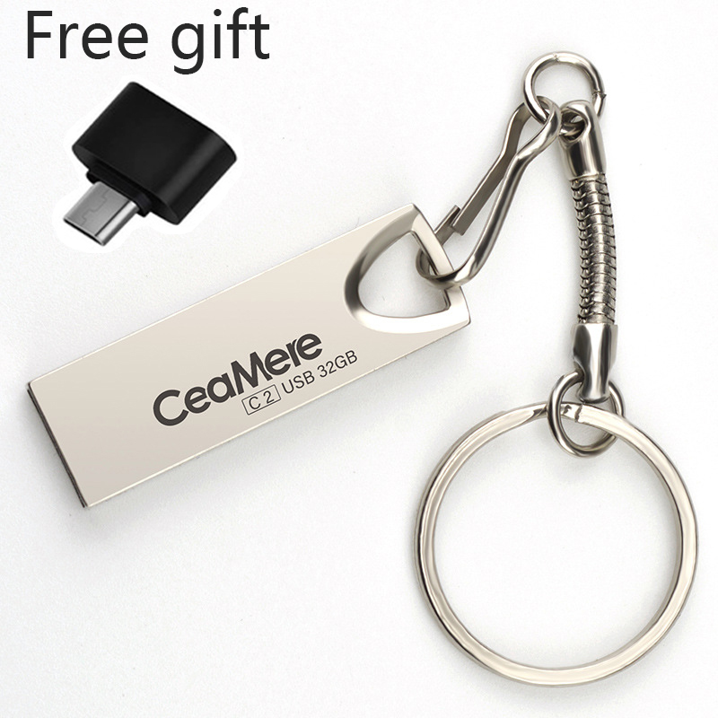 [+Free OTG Adapter Gifts]Metal flash disk 16G 32G 64G flashdisk Flash Drive creative flashdrive U disk USB disk Silver,usb,32 GB