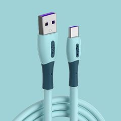 Liquid silica gel charging cables Micro USB Data Cables Fast Charging data line For Android Phone Charger Cable Blue 1.2M