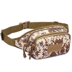 Men's pocket camouflage outdoor mobile phone bag jogging sports pocket Khaki one size