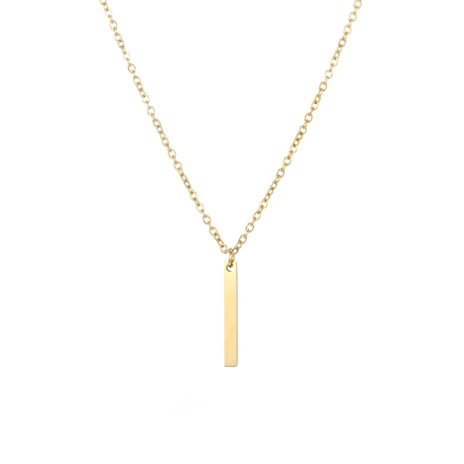 Women&apos;s Vertical Bar Necklace Pendant Simple Classic 14K Gold Stainless Steel Holiday Gift Jewelry