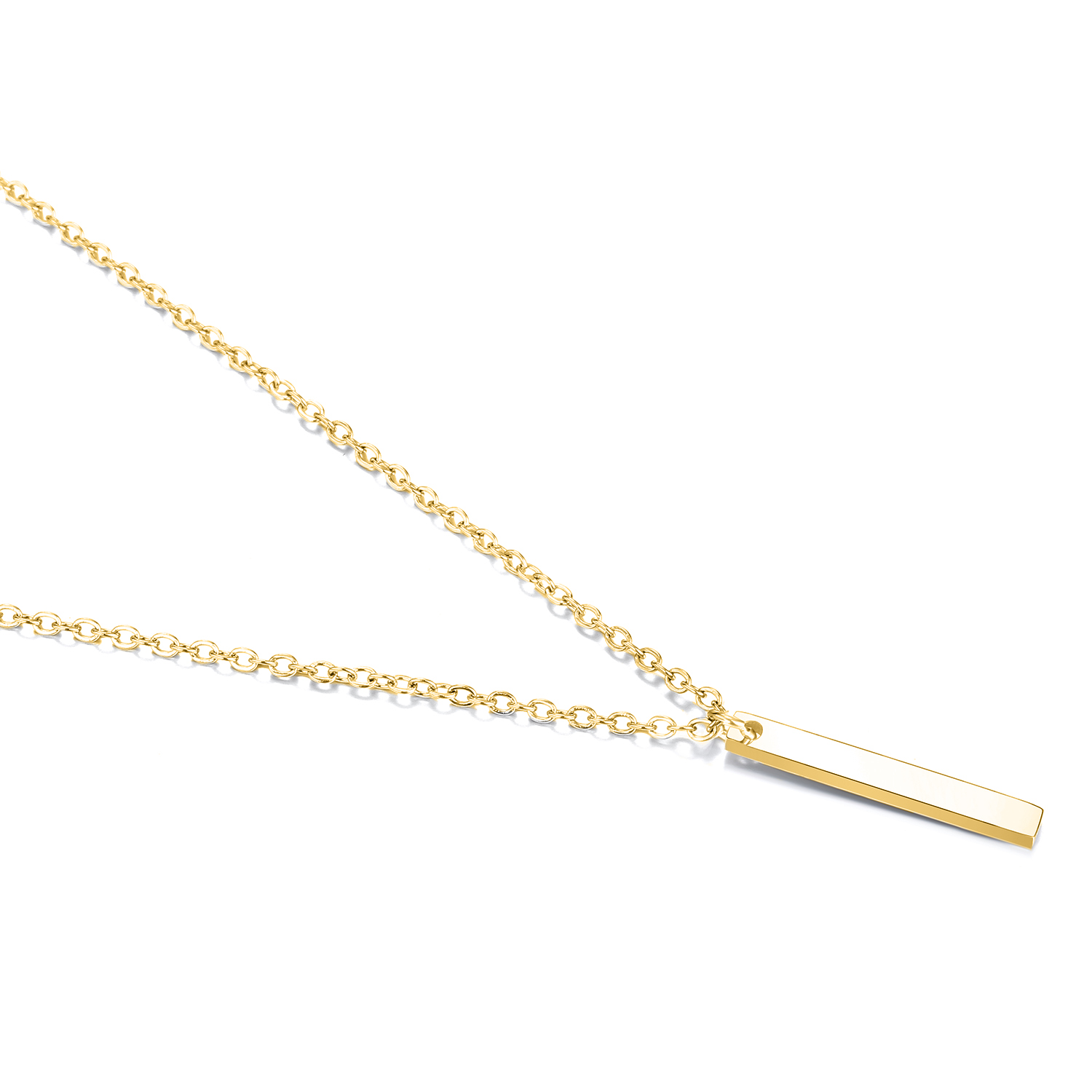 Women&apos;s Vertical Bar Necklace Pendant Simple Classic 14K Gold Stainless Steel Holiday Gift Jewelry