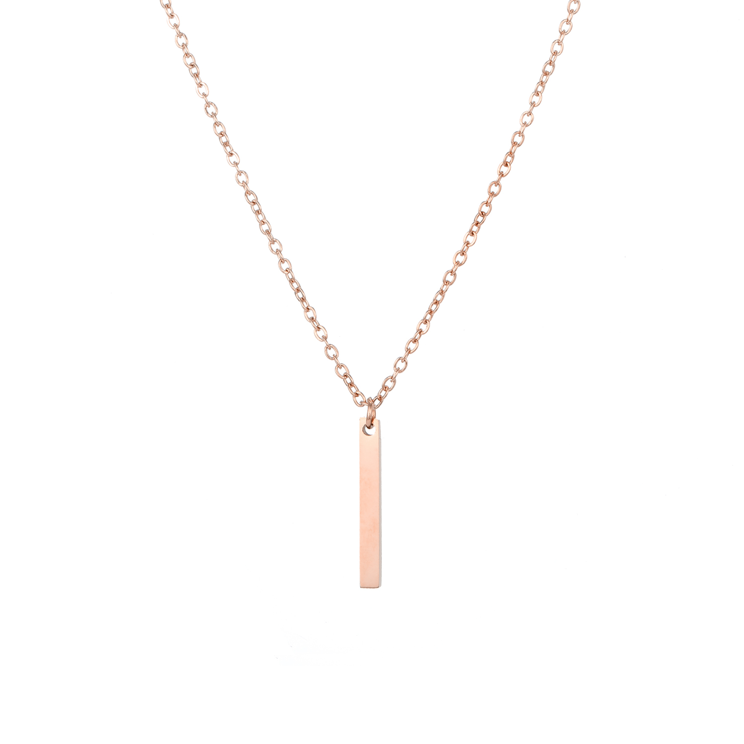 Women&apos;s Vertical Bar Necklace Pendant Simple Classic 14K Gold Stainless Steel Holiday Gift Jewelry