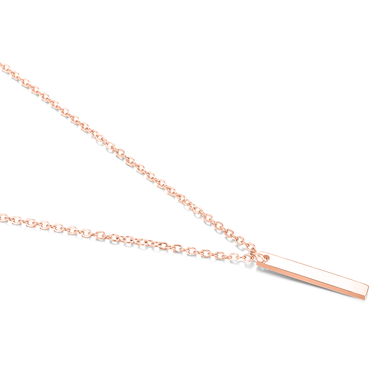Women&apos;s Vertical Bar Necklace Pendant Simple Classic 14K Gold Stainless Steel Holiday Gift Jewelry