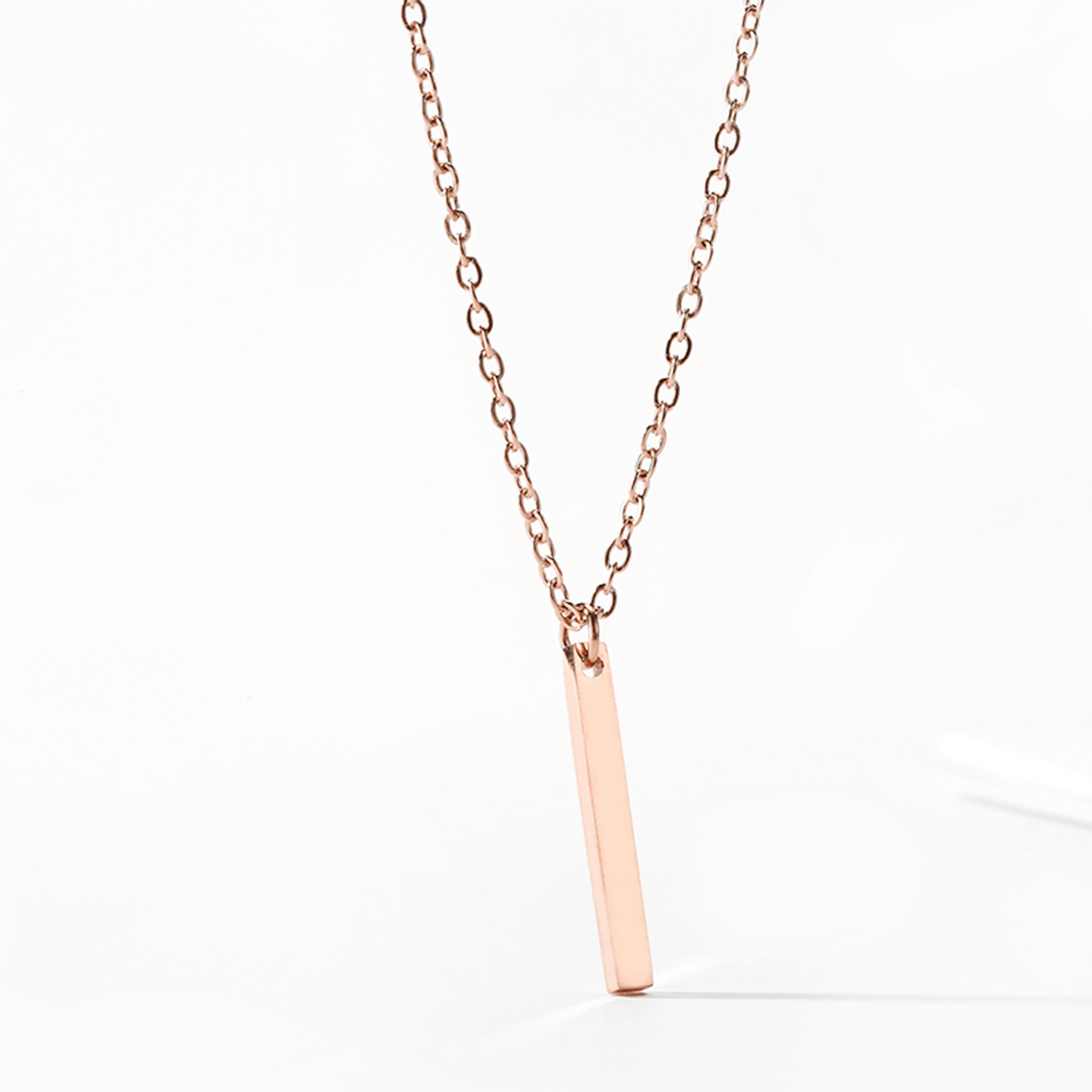 Women&apos;s Vertical Bar Necklace Pendant Simple Classic 14K Gold Stainless Steel Holiday Gift Jewelry