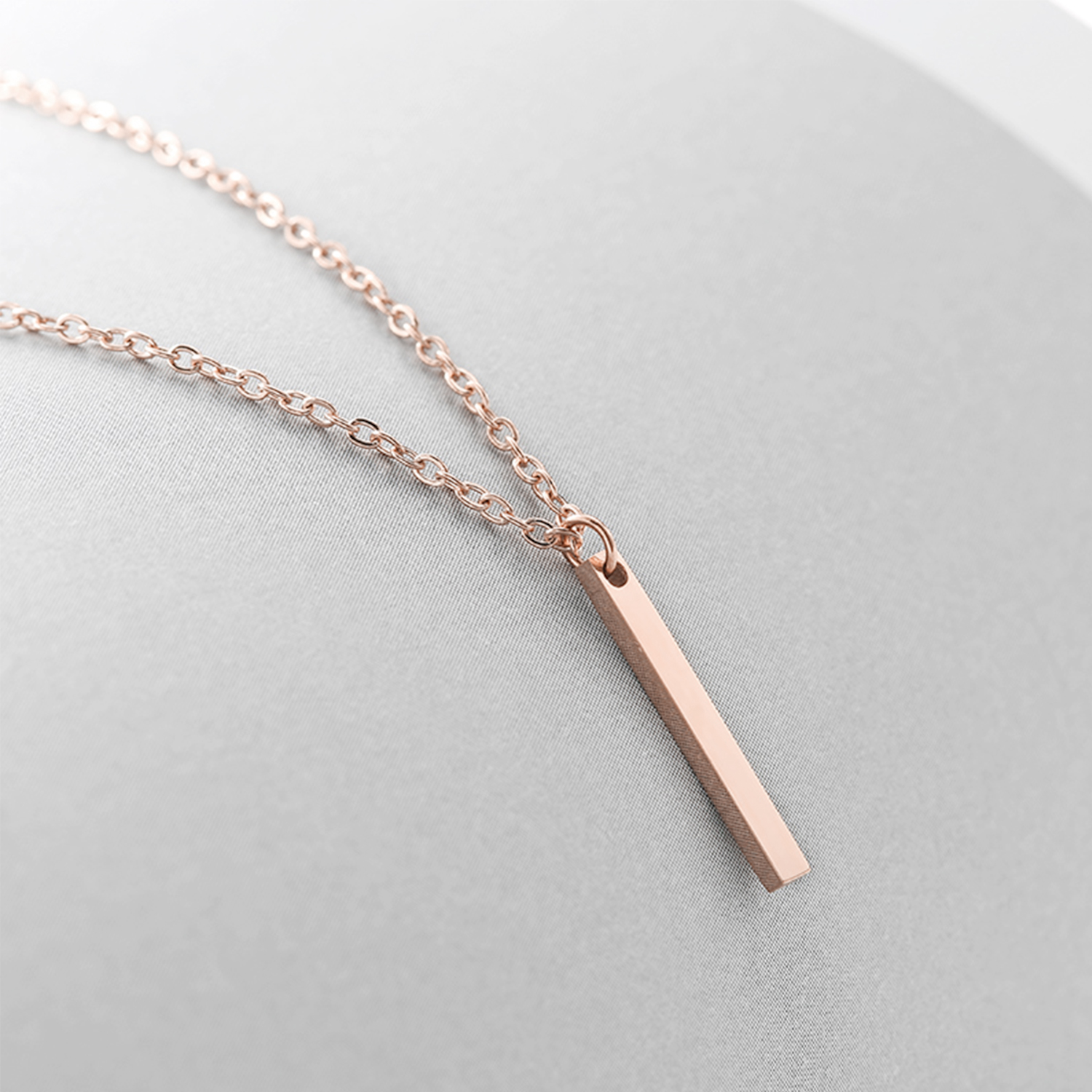 Women&apos;s Vertical Bar Necklace Pendant Simple Classic 14K Gold Stainless Steel Holiday Gift Jewelry