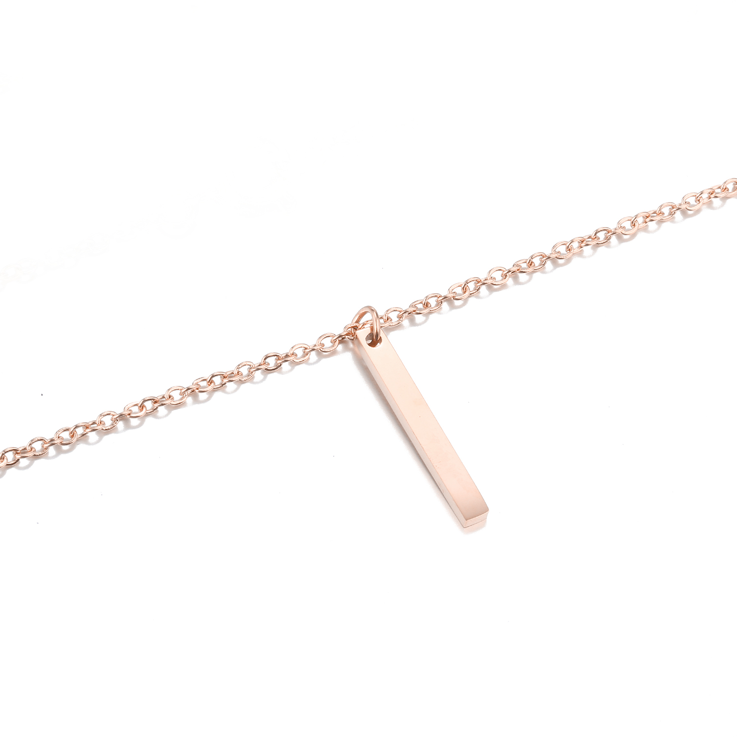 Women&apos;s Vertical Bar Necklace Pendant Simple Classic 14K Gold Stainless Steel Holiday Gift Jewelry