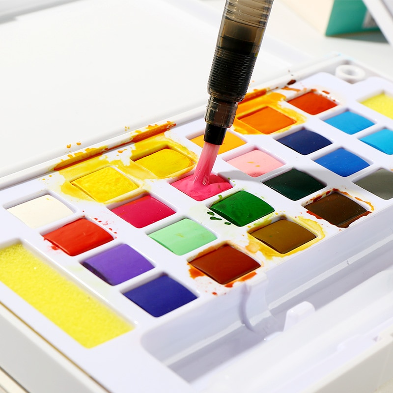 12 Color Solid Watercolor Painting Set Portable Pigment Student Stationery Tools Art Supplies