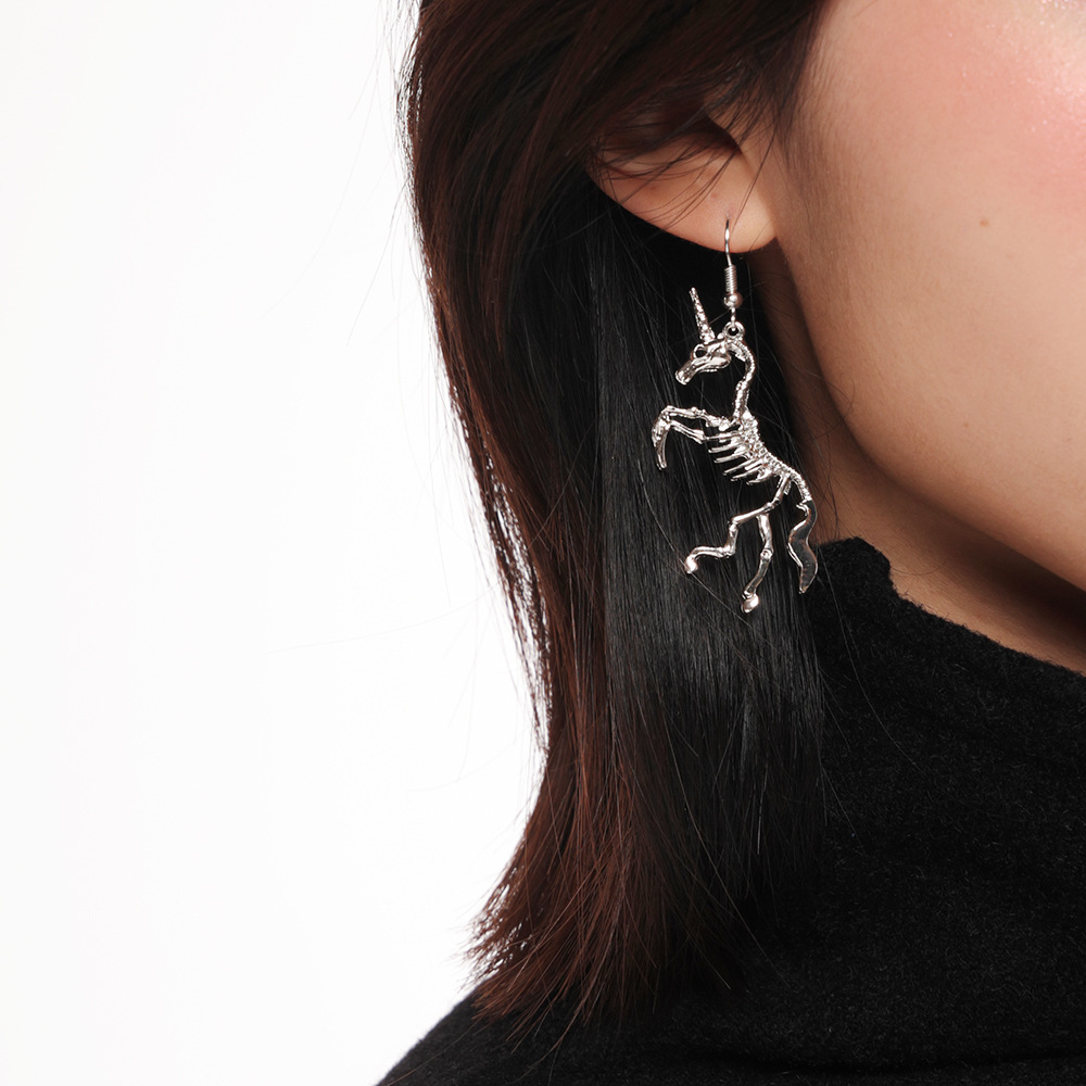 Women&apos;s Unicorn Skeleton Earrings 1 Pairs Personalized European And American Cool Girl Decorations