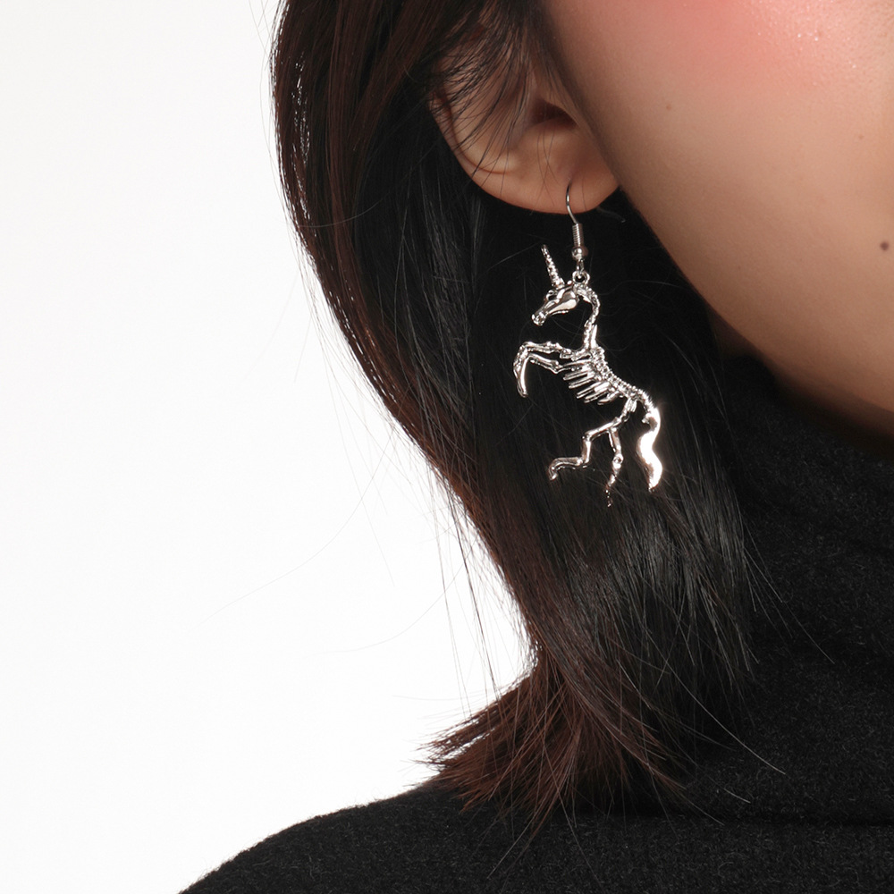 Women&apos;s Unicorn Skeleton Earrings 1 Pairs Personalized European And American Cool Girl Decorations