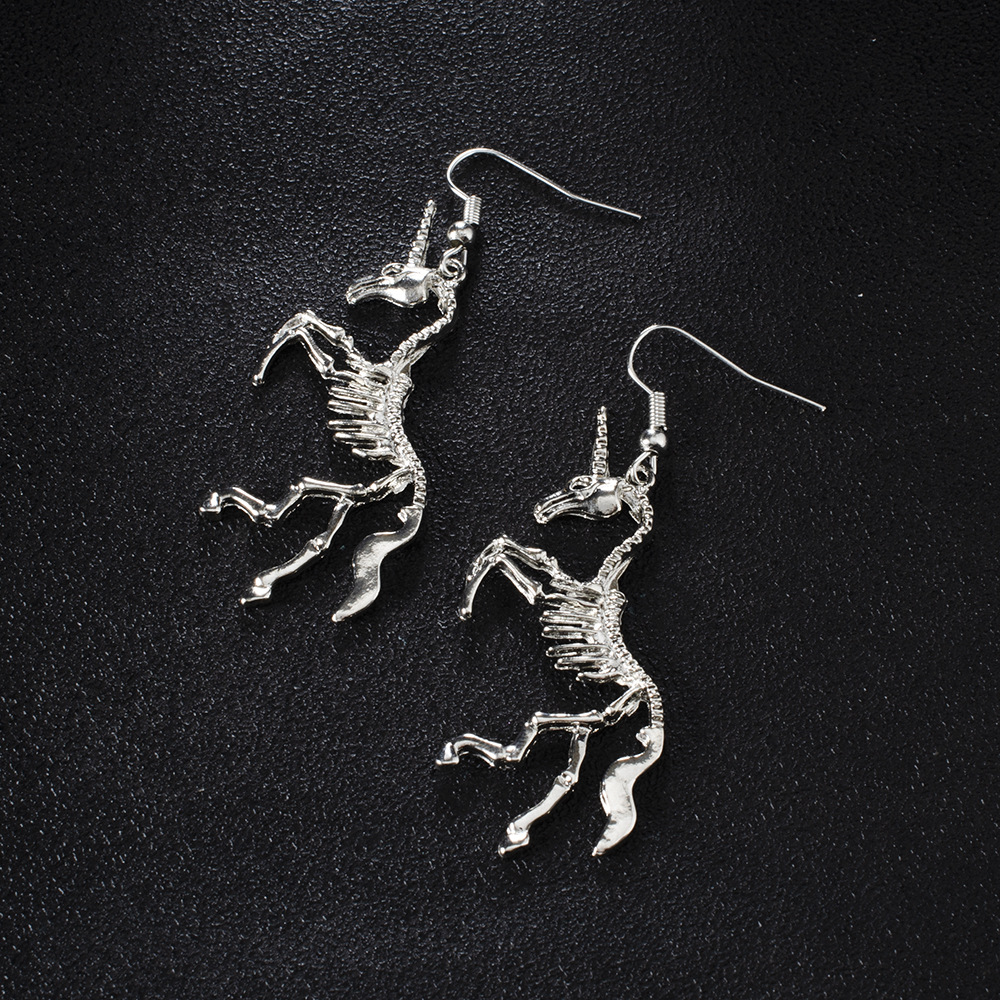 Women&apos;s Unicorn Skeleton Earrings 1 Pairs Personalized European And American Cool Girl Decorations