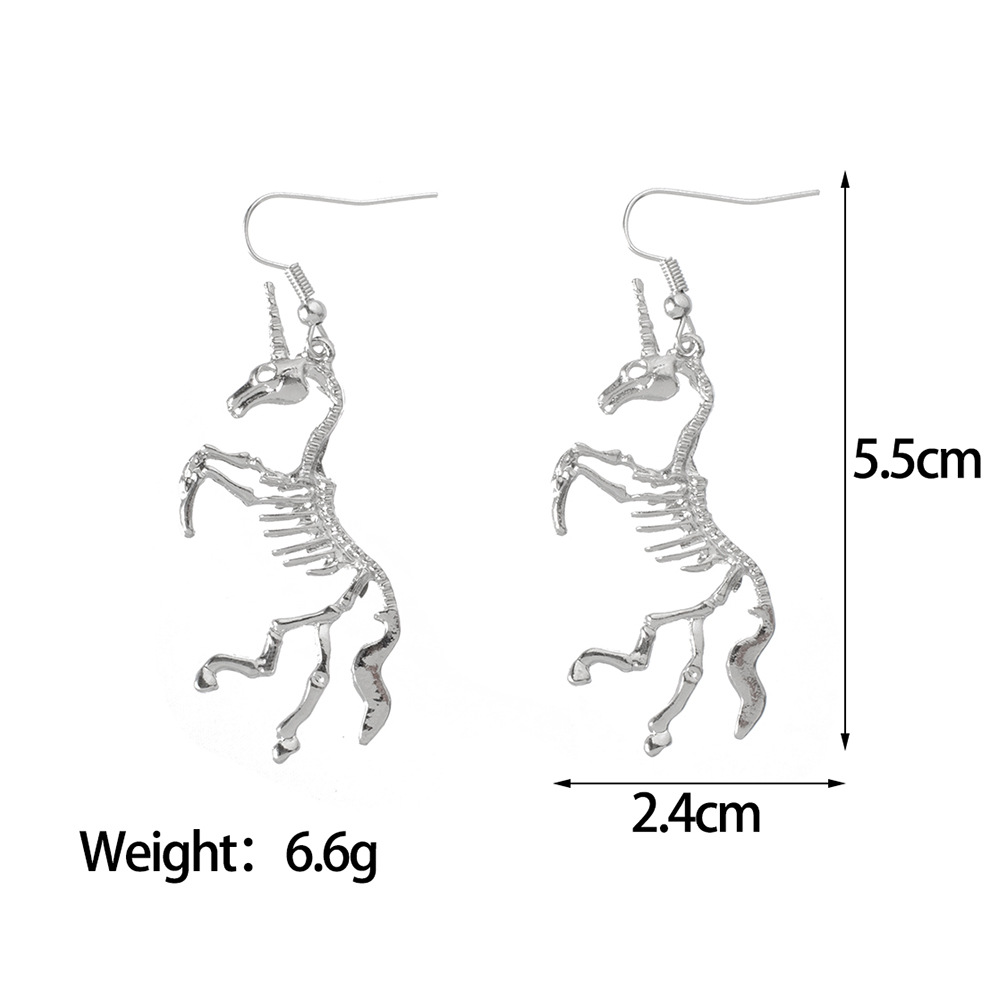 Women&apos;s Unicorn Skeleton Earrings 1 Pairs Personalized European And American Cool Girl Decorations