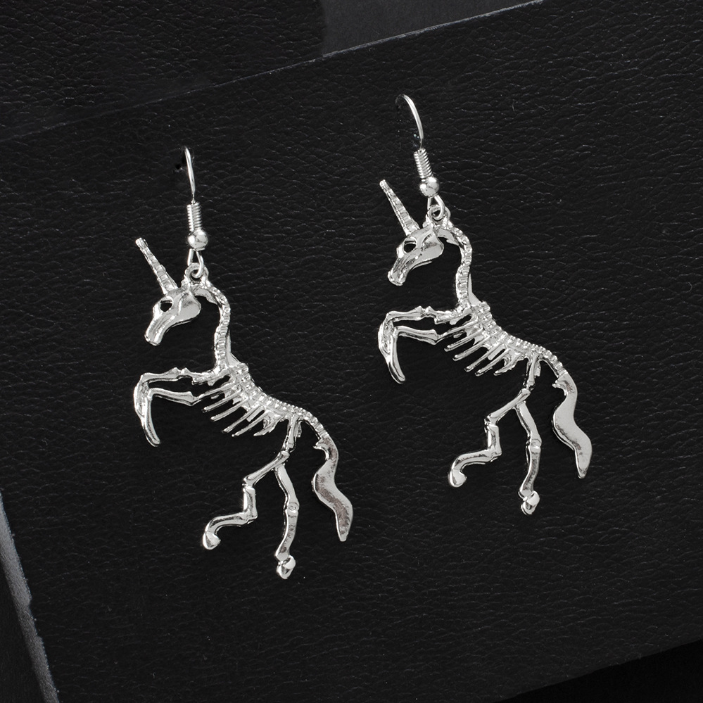 Women&apos;s Unicorn Skeleton Earrings 1 Pairs Personalized European And American Cool Girl Decorations