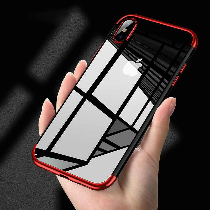 Plating Clear Silicone Case for iPhone XS Max XR X Transparent Soft TPU cover for iPhone 6S 7 8 Plus