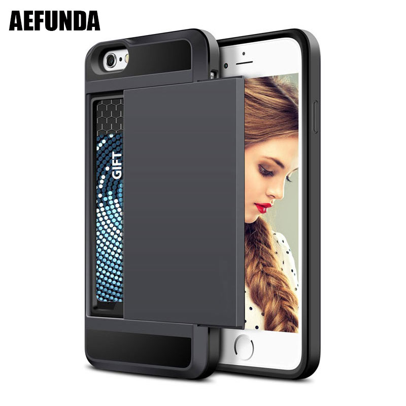 Slide Credit Card Slot Wallet Phone Case For iPhone X XS Max XR 6 6S 7 8 Plus 5 5S SE Armor Case
