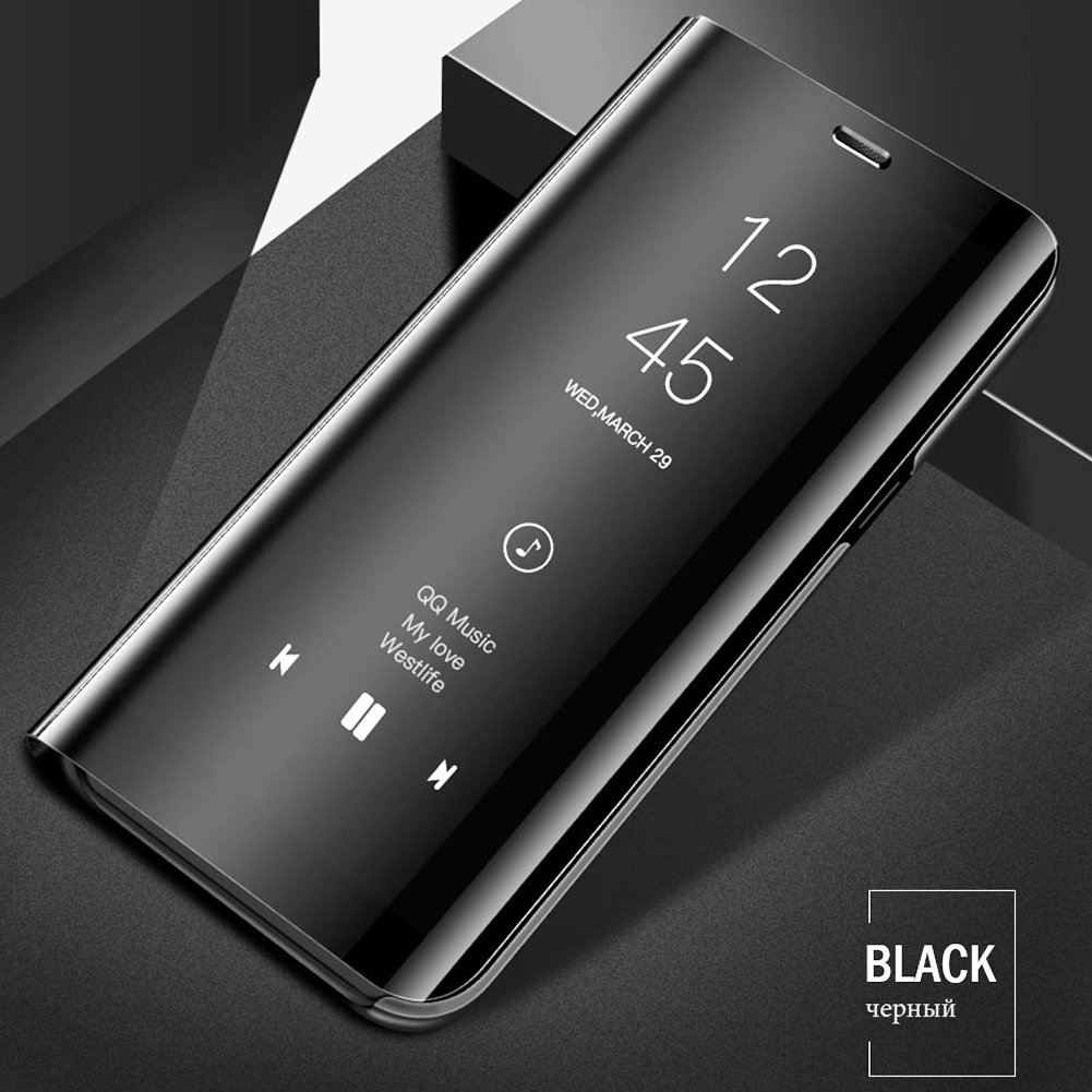 Luxury Mirror Case For iPhone /Samsung Flip Clear View Smart Awaken Leather Stand Phone Bags Case