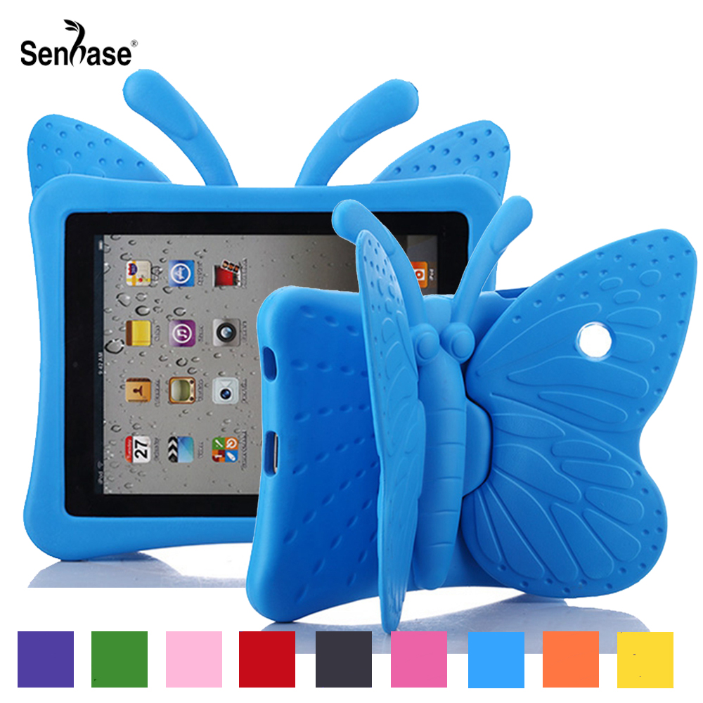 3D Cartoon butterfly Portable Handle Kids Safe Shockproof Cover For iPad 2 3 4 / Air / Air 2 Case