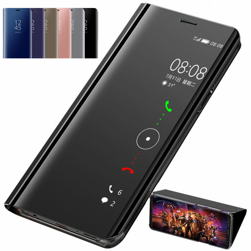 For iPhone SE 2020 Smart Mirror View Stand Flip Cover For Samsung Galaxy S20 Ultra S20 Plus Note 10