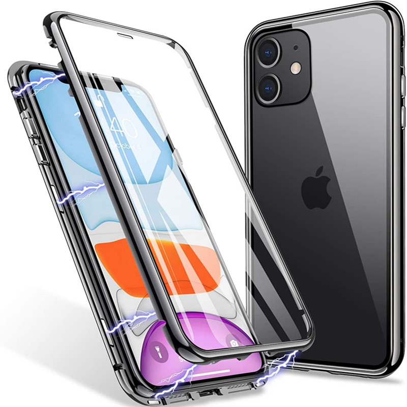 Metal Magnetic Adsorption Flip Case For iPhone 12 Mini 11 Pro XS MAX XR 8 7 6s 6 Plus Magnet Case