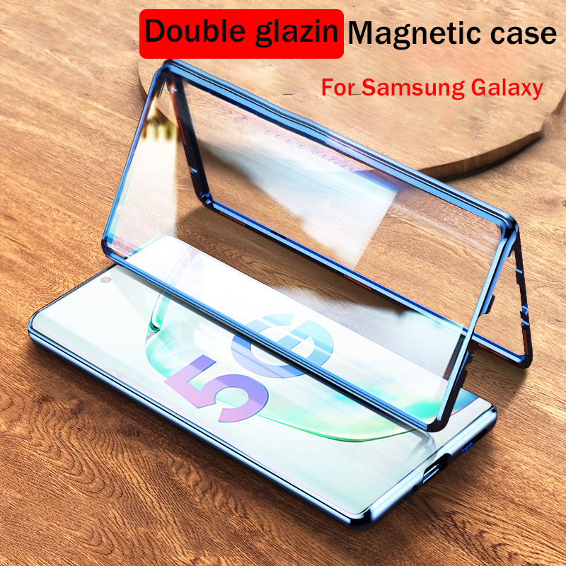Double Sided Magnetic Metal Case For Samsung Galaxy S20 S10 S9 S8 Plus Note 20 UItra 10 Plus cover