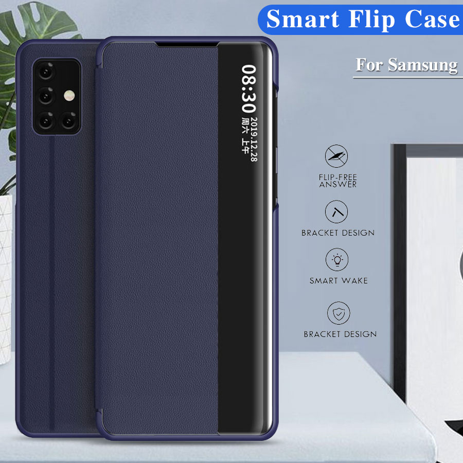 Smart View Leather Case for Samsung Galaxy Note 21 Note 20 10 9 8 S21 Ultra S20 Plus S20 S10 Plus