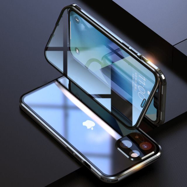 Magnetic Phone Case For iPhone13 Pro Max 13 Mini,All-round Protection Double-Sided Tempered Glass Cover And Metal Anti-drop Frame