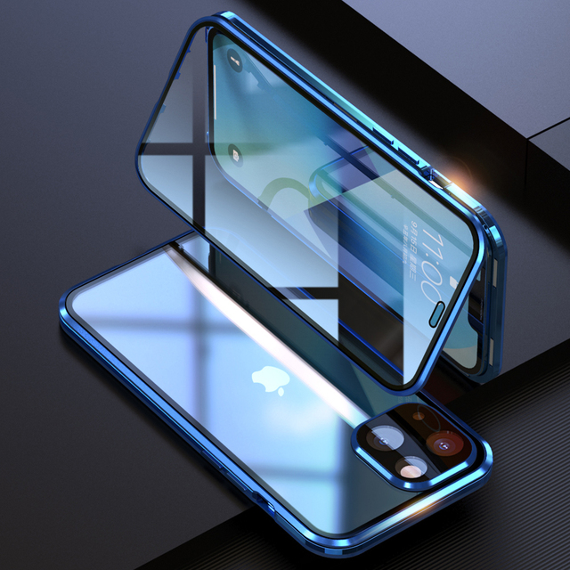 Magnetic Phone Case For iPhone13 Pro Max 13 Mini,All-round Protection Double-Sided Tempered Glass Cover And Metal Anti-drop Frame
