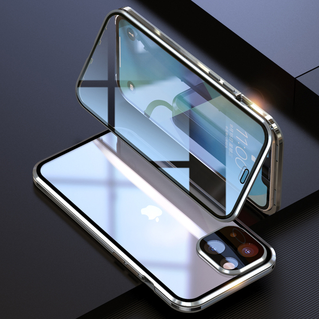 Magnetic Phone Case For iPhone13 Pro Max 13 Mini,All-round Protection Double-Sided Tempered Glass Cover And Metal Anti-drop Frame
