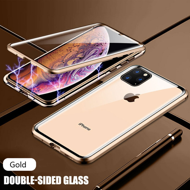 Luxury Phone Case For IPhone X XR XS 6 6S 7 8 11 12 13 Plus Mini SE Pro MAX 2020 360 Double Glass Shell Magnetic Adsorption Case