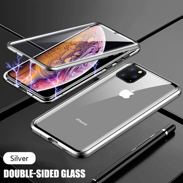 Luxury Phone Case For IPhone X XR XS 6 6S 7 8 11 12 13 Plus Mini SE Pro MAX 2020 360 Double Glass Shell Magnetic Adsorption Case