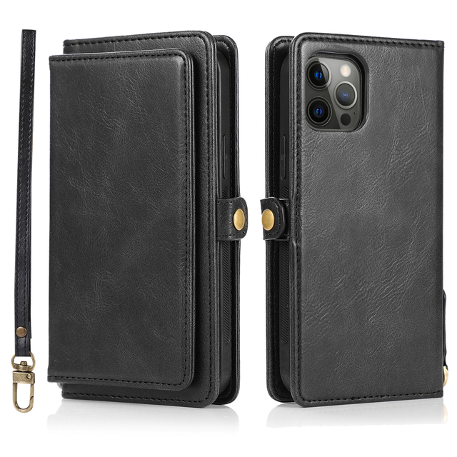 Wallet Case for iPhone 13 Pro Max 13 12 Mini 11 Pro X XS Max 7 8 6S 6 Plus SE 2020 XR Flip Luxury Leather Phone Cards Bags Cover with Strap