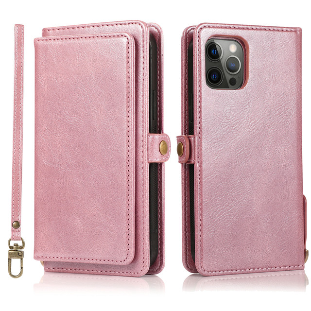 Wallet Case for iPhone 13 Pro Max 13 12 Mini 11 Pro X XS Max 7 8 6S 6 Plus SE 2020 XR Flip Luxury Leather Phone Cards Bags Cover with Strap