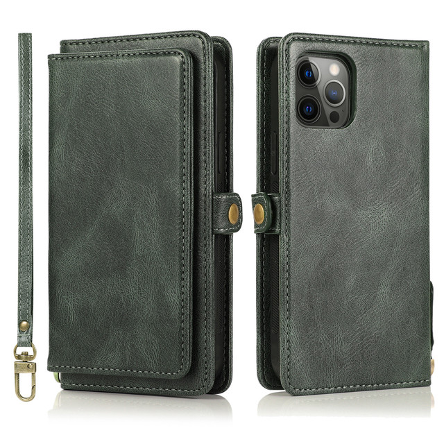 Wallet Case for iPhone 13 Pro Max 13 12 Mini 11 Pro X XS Max 7 8 6S 6 Plus SE 2020 XR Flip Luxury Leather Phone Cards Bags Cover with Strap