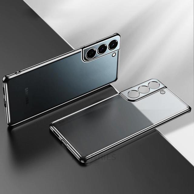 Luxury Gold Plating Phone Case For Samsung Galaxy S21 Ultra S20 Plus S22 S21 20 5g Camera Protect Transparent Silicone Cover