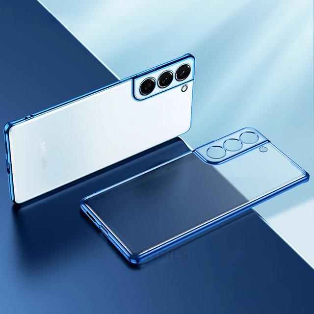 Luxury Gold Plating Phone Case For Samsung Galaxy S21 Ultra S20 Plus S22 S21 20 5g Camera Protect Transparent Silicone Cover