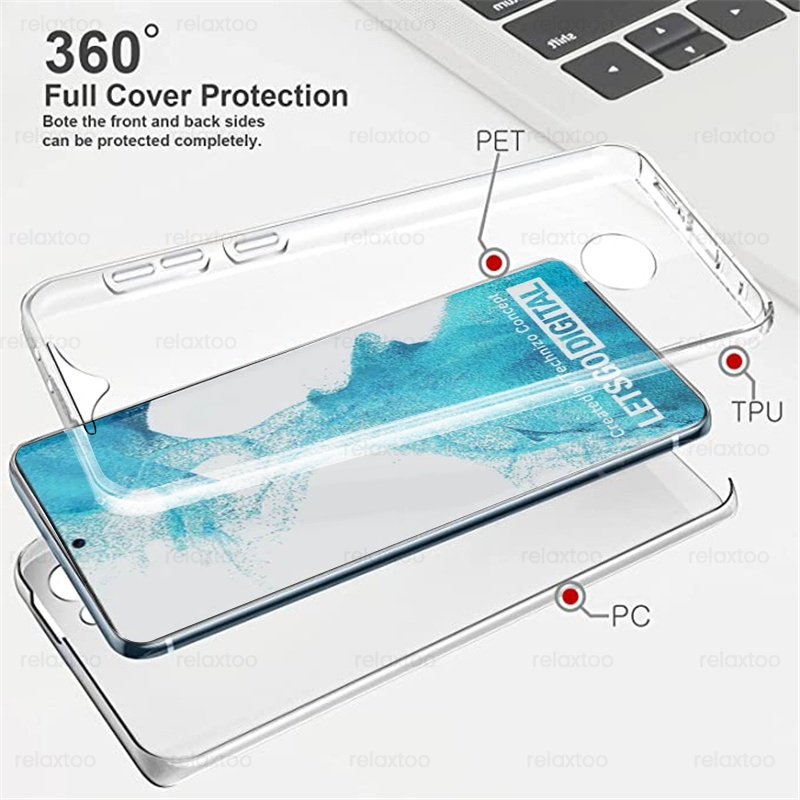 360 Full Cover Protect Shell For Samsung Galaxy S21 S21 Ultra S22 S22 Ultra S22+ 5G Clear FET+PC Double-Sided Shockproof Case